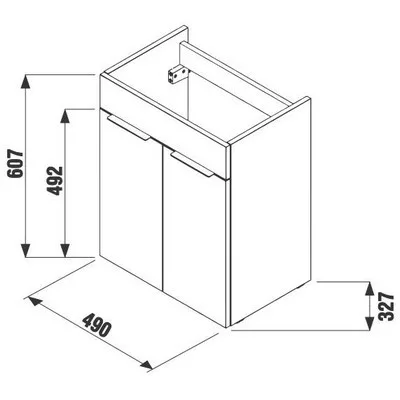 Jika Cube fürdőszobaszekrény mosdóval komplett 50 cm 2 ajtós csaplyuk oldalt fehér (4536411763001)