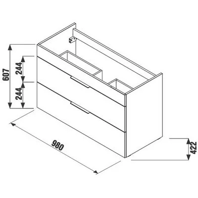 Jika Cube fürdőszobaszekrény mosdóval komplett 100 cm 2 fiókos fehér (4536521763001)