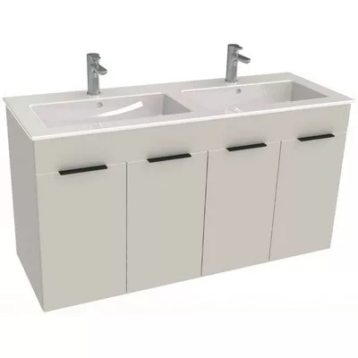 Jika Cube fürdőszobaszekrény dupla mosdóval komplett 120 cm 2 ajtós fehér (4536611763001)