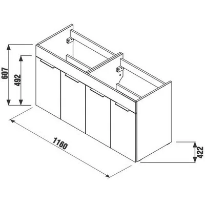 Jika Cube fürdőszobaszekrény dupla mosdóval komplett 120 cm 2 ajtós fehér (4536611763001)