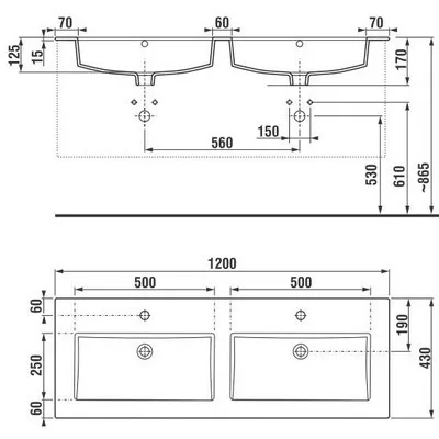 Jika Cube fürdőszobaszekrény dupla mosdóval komplett 120 cm 2 fiókos fehér (4536621763001)