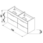 Jika Cube fürdőszobaszekrény dupla mosdóval komplett 120 cm 2 fiókos fehér (4536621763001)