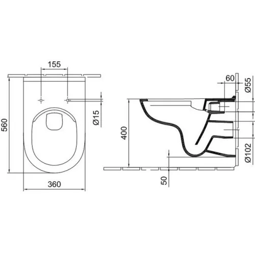 Alföldi Mollis mélyöblítésű fali WC CleanFlush 4V99 R0 01