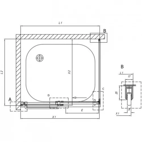 Kolpa San Virgo UNI TK 120x80 zuhanykabin Brill profil 513170
