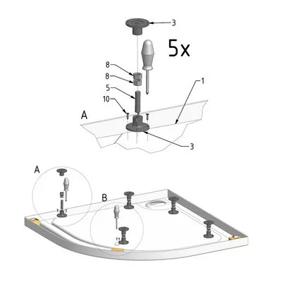 Roltechnik Flat zuhanytálcához lábak (5139200)