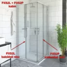 Roltechnik PXS2P 1000x2000 kétrészes zuhanyajtó brillant profil transparent betét (529-1000000-00-02)
