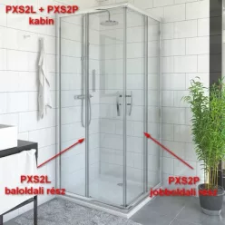   Roltechnik PXS2P 1000x2000 kétrészes zuhanyajtó brillant profil transparent betét (529-1000000-00-02)