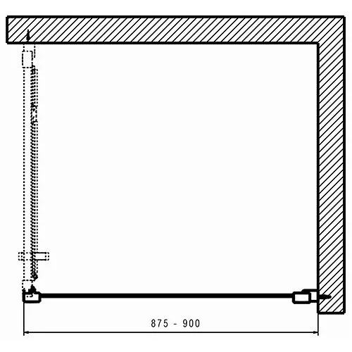 Kolo GEO zuhanyfal ezüst profil Reflex átlátszó üveg 190x90 cm 560.127.00.3 rajza