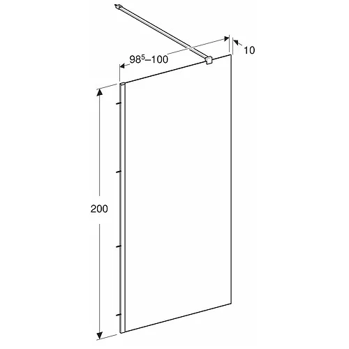 Kolo GEO Walk-In oldalfal ezüst profil átlátszó Reflex üveg 200x80 cm 560.119.00.3