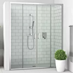   Roltechnik LLD4 1400 négyrészes zuhanyajtó brillant profil transparent üveg (574-1400000-00-02)