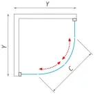 Roltechnik AMR2N 900 íves zuhanykabin brillant profil transparent betét (624-9000000-00-02)