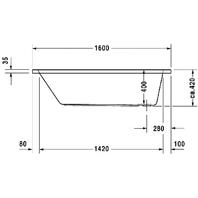 Duravit D-Code akril fürdőkád 160x70 cm fehér (700096000000000)