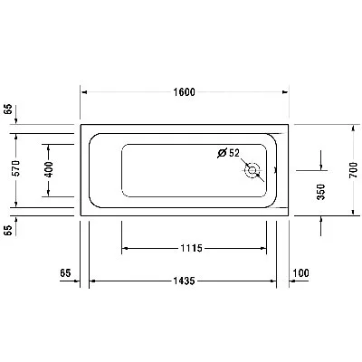 Duravit D-Code akril fürdőkád 160x70 cm fehér (700096000000000)
