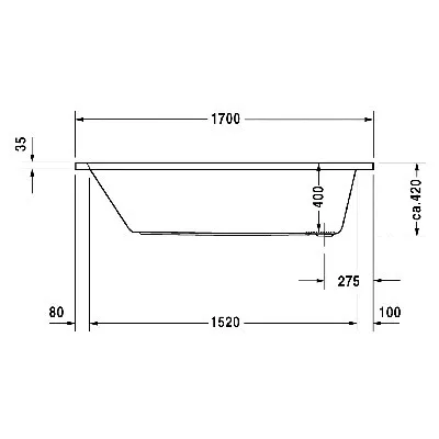 Duravit D-CODE egyenes fürdőkád akril 170x70-es (700098000000000)