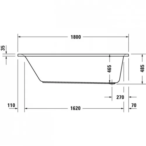 Duravit D-Neo egyenes fürdőkád akril 180x80 fehér 700475000000000 rajz2