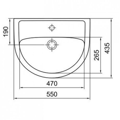 ALFÖLDI Bázis mosdó 55x45 cm 1 furattal 7015 55 01 rajz2