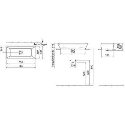 Alföldi Now beépíthető mosdó 66 cm Easyplus 7016 65 R1