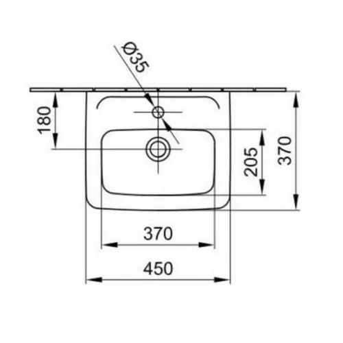 Alföldi Optic kézmosó mosdó 45x37 1 furattal középen 7071 45 01