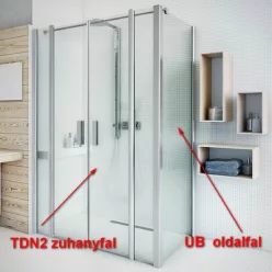   Roltechnik TDN2 1300 kétszárnyas zuhanyajtó brillant profil transparent betét (721-1300000-00-02)