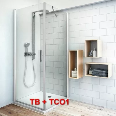 Roltechnik TCO1 1000 egyszárnyas zuhanyajtó ezüst profil transparent betét (727-1000000-01-02)