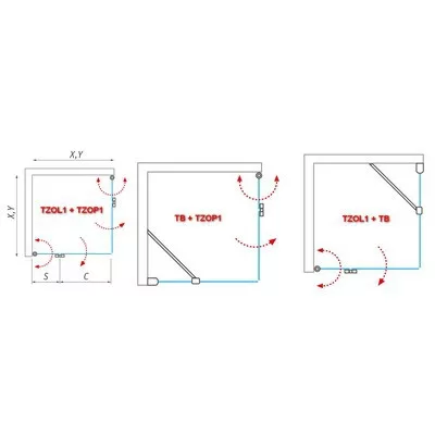 Roltechnik TZOL1 1100 forgatható harmonikaajtó brillant profil transparent betét balos (737-110000l-00-02)