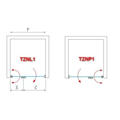 Roltechnik TZNL1 900 forgatható zuhanyajtó brillant profil transparent betét balos (739-900000l-00-02)