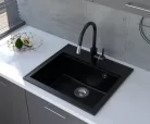 Mofém Zenit 1B metál fekete gránit mosogatótálca – Duraquartz, ráépíthető, 560x510 mm (760012801N3)