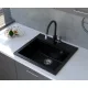 Mofém Zenit 1B metál fekete gránit mosogatótálca – Duraquartz, ráépíthető, 560x510 mm (760012801N3)