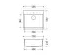 Mofém Zenit 1B metál fekete gránit mosogatótálca – Duraquartz, ráépíthető, 560x510 mm (760012801N3)