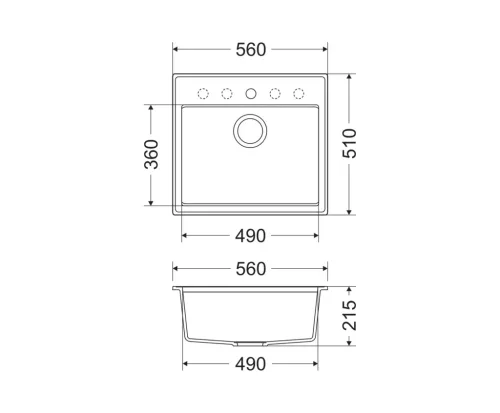 Mofém Zenit 1B metál fekete gránit mosogatótálca – Duraquartz, ráépíthető, 560x510 mm (760012801N3)
