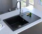 Mofém Zenit 78 1B1D metál fekete gránit mosogatótálca – Duraquartz anyagból, ráépíthető, 1 medence + csepptálca(760012802N3 )
