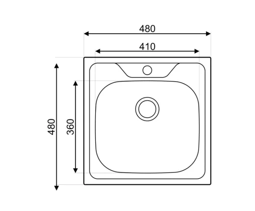Mofém EVO2 1B rozsdamentes acél mosogatótálca – szatén felülettel (480×480 mm, AISI 304) (760012804)