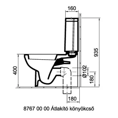 Alföldi LINER monoblokkos WC csésze műszaki rajz
