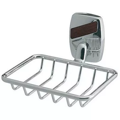 Bisk OREGON WOOD rácsos szappantartó króm fa betéttel (79733)