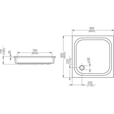 Roth Roltechnik COLA 900 négyszögletes zuhanytálca (8000004)