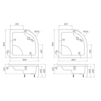 Roltechnik Viki Lux 800 íves zuhanytálca mély (8000074)