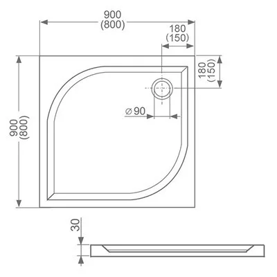 Roltechnik Aloha-M 800 szögletes műmárvány zuhanytálca (8000155)