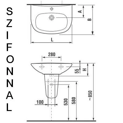 Jika Zeta fali mosdó csaplyuk nélkül 55 cm fehér (8103910001091)