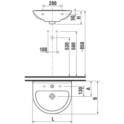 Jika Mio beépíthető mosdó 65 cm pergamon (8107140491041)
