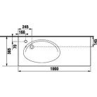 Jika Tigo aszimmetrikus beépíthető mosdó csaplyukkal balra 100 cm fehér (8122170001051)