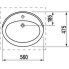 Jika Ibon beépíthető mosdó csaplyukkal 56 cm fehér (8130110001041)