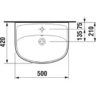 Jika Lyra Plus beépíthető mosdó csaplyukkal 50 cm fehér (8133810001041)