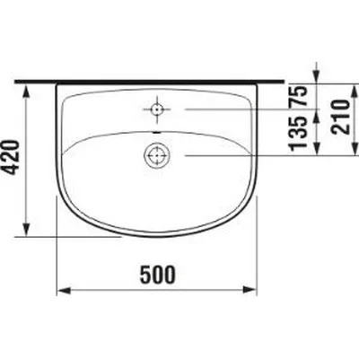 Jika Lyra Plus beépíthető mosdó csaplyukkal 50 cm fehér (8133810001041)