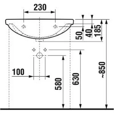 Jika Lyra Plus beépíthető mosdó csaplyuk nélkül 50 cm fehér (8133810001091)