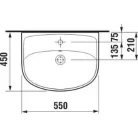 Jika Lyra Plus beépíthető mosdó csaplyuk nélkül 55 cm fehér (8133820001091)