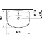 Jika Lyra Plus beépíthető mosdó csaplyukkal 60 cm fehér (8133830001041)