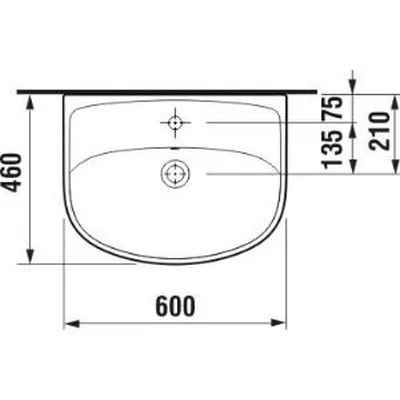 Jika Lyra Plus beépíthető mosdó csaplyuk nélkül 60 cm fehér (8133830001091)