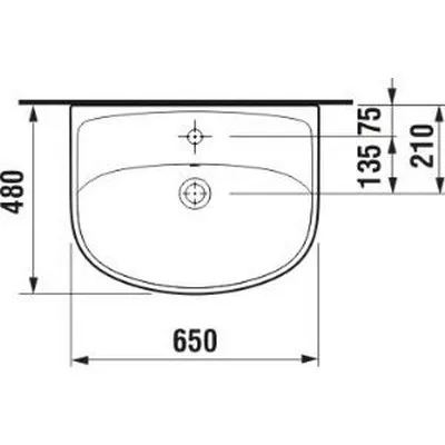 Jika Lyra Plus beépíthető mosdó csaplyuk nélkül 65 cm fehér (8133840001091)