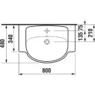 Jika Lyra Plus beépíthető mosdó csaplyuk nélkül 80 cm fehér (8133870001091)