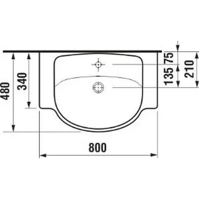 Jika Lyra Plus beépíthető mosdó csaplyuk nélkül 80 cm fehér (8133870001091)